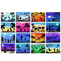 16 Pcs A4 Dream Silhouette Painting Template Fast Draw Stencil Art Templates Plastic PET Material Fast Draw Template 20.5*29.7CM Rulers  Stencils