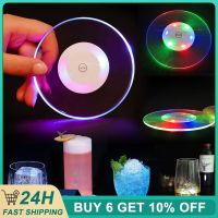 2/1pcs Acrylic LED Cup Coaster Plastic Table Mats Crystal Ultra-Thin Led Light Coaster Kitchen Cocktail Flash Bar Base