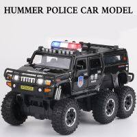 H2 1/28 Hummer โมเดลรถโลหะผสมยาง6*6ชิ้นของเล่นโลหะดัดแปลงรถออฟโรดรถโมเดลเสียงและไฟของขวัญเด็ก