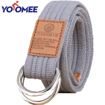 Drizzte Mens Belt Big Tall Plus Size 100-180cm 43-71inch Double D Loop Ring  Canvas Fabric Cloth Jeans Grey