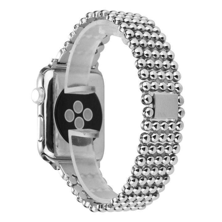 ลูกปัดสำหรับ-apple-watch-band-series-8-7-6-se-5-4-3-สายรัดข้อมือโลหะสำหรับ-iwatch-40-41-44-45mm-สร้อยข้อมือสแตนเลส