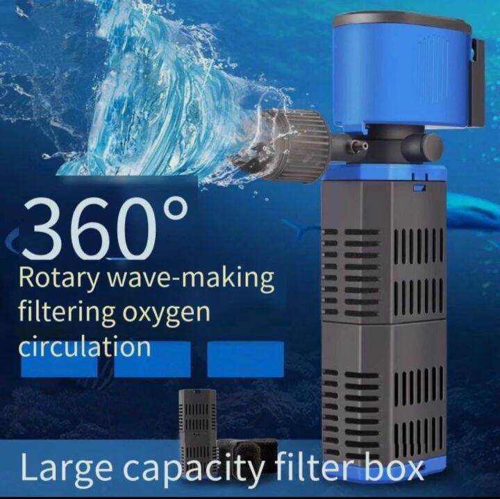 Fish Tank Water Pump BuiltIn Filter, ThreeInOne Filtration, Aeration