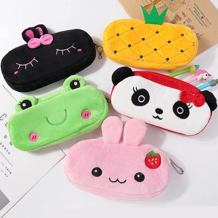 Plush Animal Pencil case Cartoon panda bear fruit pen bag box for kids gift Cosmetic Stationery pouch school supplies Zakka Plush Animal Pencil case Cartoon panda bear fruit pen bag box for kids gift Cosmetic Stationery pouch school supplies Zakka
