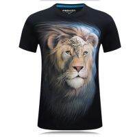 แฟชั่นสร้างสรรค์3D พิมพ์ Lion King รอบคอเสื้อยืดผู้ชายผ้าฝ้ายแขนสั้นเสื้อยืด