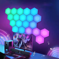 โคมไฟติดผนัง Led Touch Sensor Quantum Lamp RGB Hexagon Light Panels Hexagon Modular Touch Led Tile Lights For Bedroom Wall Decor