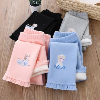 [COD] Childrens fleece leggings autumn and winter princess girls thickened one-piece velvet baby outerwear long