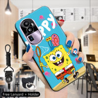 เคส PMP สำหรับ OPPO Reno10 Pro + 5G เคส Hp Oppo Reno10 Pro + 5G (แหวนใส่นิ้ว + สายคล้อง) SquarePants การ์ตูน SpongeBob น่ารัก Spong Bob เคสใส่โทรศัพท์เคส TPU ซิลิโคนนิ่ม