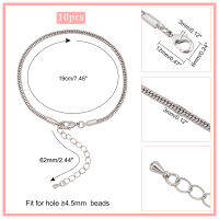 10pc Brass European Style Bracelet Making with Brass Claw Clasp Platinum 7-1/2 inch(19cm) 3mm Fit for hole ≥4.5mm  beads