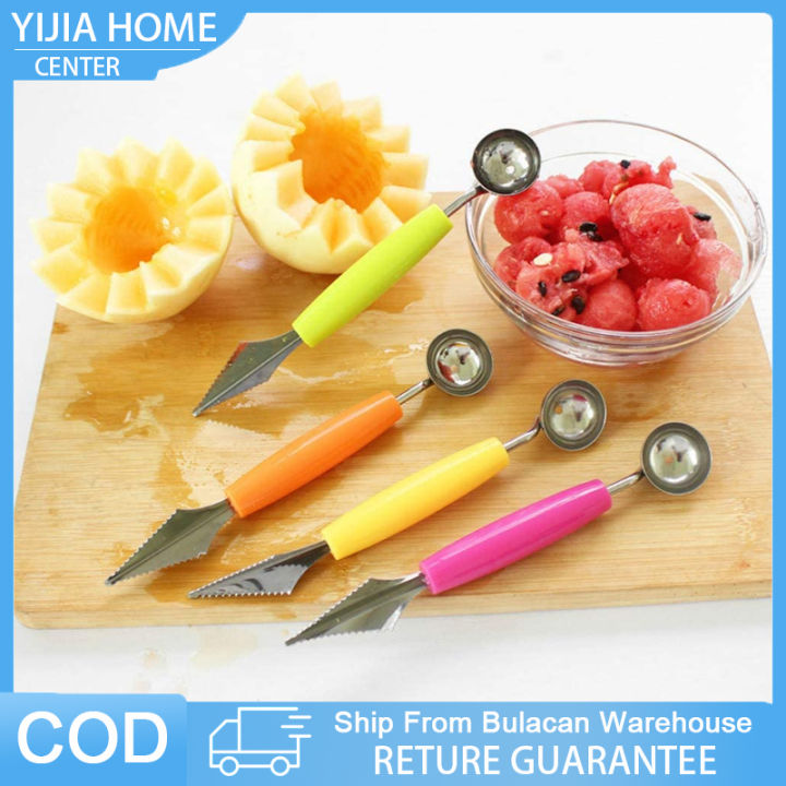 Melon Baller Scoop Set Dual Function Stainless Steel Fruit Salad Scoop  Spoon Baller Carving Cutter for DIY Fruit Ice Cream Tools - AliExpress