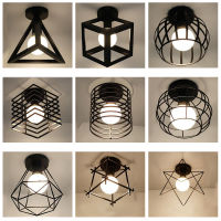 Modern nordic black wrought iron E27 led ceiling lamps for kitchen living room bedroom study balcony porch restaurant cafe ho