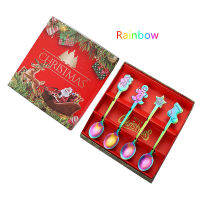 4PCS Creative Stirring Coffee Dessert Gift Box Small Spoon Christmas