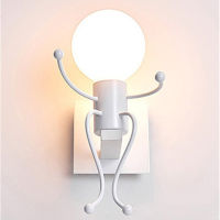 Modern Creative Cartoon Doll LED Wall Lamp Creative Mounted Iron Sconce Wall Light For Kid Baby Bedroom Corridor Aisle Apartment