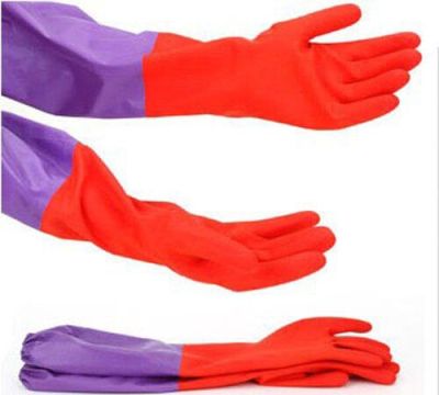 1PC Glove Dishes Cleaning Wash Rubber Long WFEU Kitchen Sleeve Waterproof Latex Safety Gloves