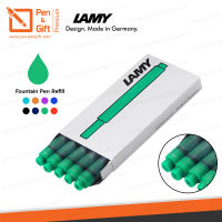 LAMY หมึกหลอดลามี่ T10 สีเขียว สำหรับปากกาหมึกซึม แพ็ค 5 ชิ้น ของแท้ 100 % - LAMY T10 Green Ink Cartridge Refill for Fountain Pen ラミー インク カートリッジ（5本入）LT10GR グリーン [ปากกาสลักชื่อ ของขวัญ Pen&amp;Gift Premium]