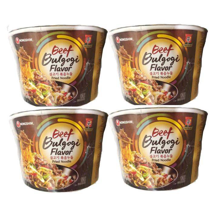 4 Cups of Nongshim Traditional Beef Bulgogi Fried Noodle Bowl 101g