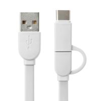 1เมตรไมโคร USB + ชนิด C 2-In-1ชาร์จเครื่องชาร์จยูเอสบีโทรศัพท์สายเคเบิลสำหรับ Android แบน TPE