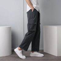 CODpz119nb Oversize Khaki Multi-pocket Straight Cut Casual Men Long Seluar Pendek Lelaki Cargo Pants for Men