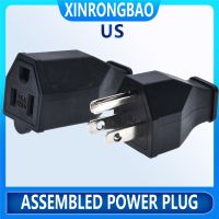 ▽ Black Copper American 3 Pins Power Plug Elcectrical AC 125V 15A US Power Cord Detachable Industrial Plug Socket