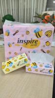 Tissue ทิชชู่แบบยาว (1 หิ้ว 10 ห่อ) ลาย inspire ( Bee ) ทิชชู่หนา 3 ชั้น เท่ากับ 1 หิ้ว 10 ห่อ