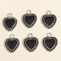 10pcs Silver Color 16x12mm Gothic Enamel Heart Charms Love Pendant For DIY Handmade Necklace Earrings Jewelry Making Accessories DIY accessories and o