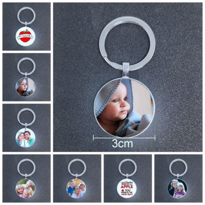 【CW】♟✠♞  3cm Personalized Photo Pendant Keychain Baby Mom Dad Grandparents Favorite A for
