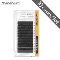 NAGARAKU 10ถาดเคล็ดลับแยกสีดำเทาขนตาวงรีการขยาย12บรรทัดนุ่มพิเศษขนตาสีเทาธรรมชาติคุณภาพสูง