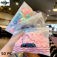 SIXPS 50 Pcs / Set หมวกเด็กผู้หญิง ยาง ไม่มีรอยต่อ เชือกมัดผมเด็ก แหวนผมยางยืด สายยางไนล่อน สีลูกกวาด