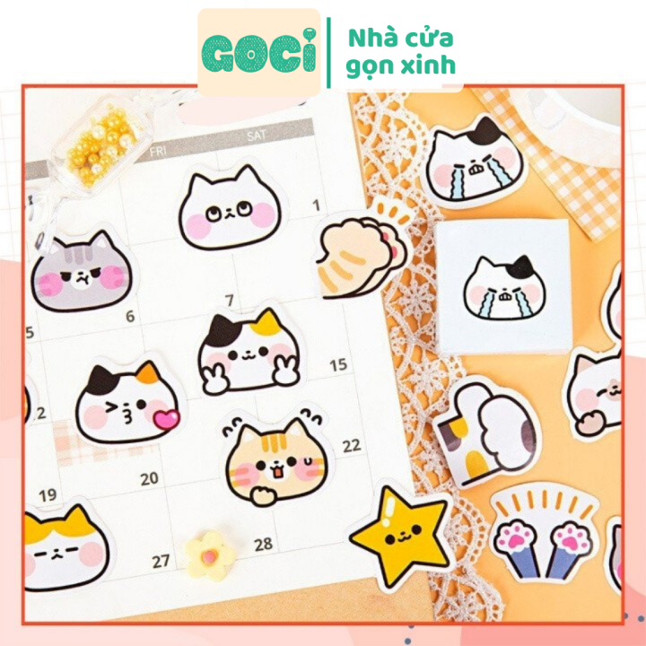 Sticker Cute Trang Trí Hình Dán Mèo Cảm Xúc Bộ 26 Nhãn Dán Sổ Tay ...