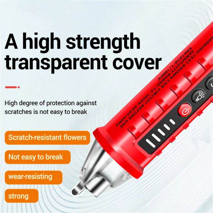 farfi-เครื่องทดสอบแรงดันไฟฟ้าไฟฟ้า12-1000v-ปรับความไวปากกาทดสอบได้1ชุด-ปรับเสียงได้มีไฟสัญญาณเตือน