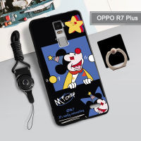 เคสซิลิโคนนิ่มสำหรับ OPPO R7 PLUS เคสโทรศัพท์กล่องคลุมทั้งหมดพิมพ์ลายป้องกันการตกกันรอยขีดข่วนฝามีที่ถือวงแหวนและเชือกโทรศัพท์