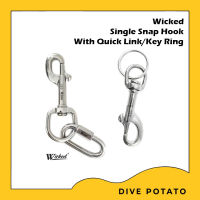 Wicked Single Snap Hook SS316 77mm,91mm,107mm With Quick Link/Key Ring ตะขอเกี่ยว Stainless 316 Marine Grade