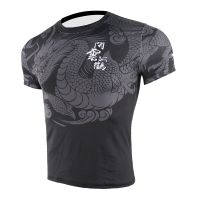 Black Dragon Crane Breathable Sport Running T shirt Outdoor Sports Shirt Jogging Training Clothing Gym Fitness Workout Shirt men