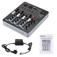 Professional 4-Channel Mic Line Audio Mixer Mixing Console with 3-band EQ 48V Phantom Power USB Interface Outdoorfree - intl