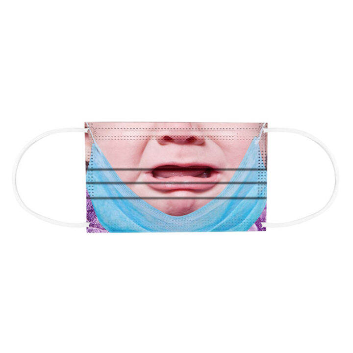 mus-1pcs-disposable-face-mask-3-ply-breathable-funny-face-cover-mouth-nose-protection-for-outdoor