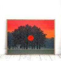 ภูมิทัศน์ย้อนยุคพิมพ์โปสเตอร์ที่จัดเลี้ยง1958 Rene Magritte ศิลปะผ้าใบจิตรกรรมฝาผนังนอร์ดิกห้องนั่งเล่นตกแต่งบ้าน