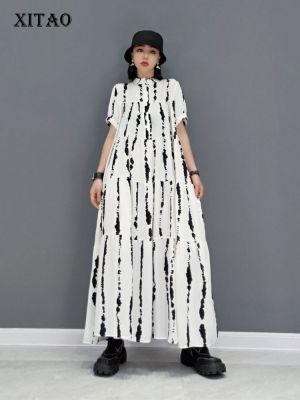 XITAO Dress Casual Womens Clothing Striped Dress