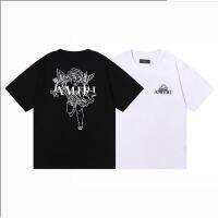 2023 nega ** M * iri High Street Angel กามเทพส้อมเหล็กโฟมพิมพ์ผ้าฝ้ายคุณภาพสูงแขนสั้น T-เมนู