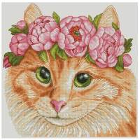 The Cat with Flowers Patterns Counted Cross Stitch Sets 11CT 14CT 16CT 18CT DIY Handmade Cross Stitch Kits Embroidery Needlework