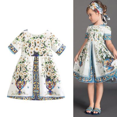 Spring Daisy Children Printing Dress Girl Daily Wear Dress Girls Dresses Toddler Dress