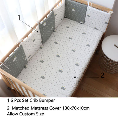 Baby Bed Bumper For Newborns Baby Room Decoration Thick Soft Crib Protector For Kids Cot Cushion With Cotton Cover Detachable