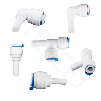 【YF】✼卐  Reverse Osmosis 1/4 3/8 Hose Connection Coupling Stem L Straight Tee RO Aquarium Plastic Joint Pipe Fitting
