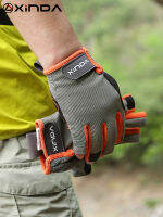 XINDA Professional กีฬากลางแจ้ง Half Finger Cowhide ถุงมือปีนเขา Rock Climb Downhill เดินป่า Anti Slip สวมถุงมือทน