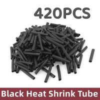 420Pcs Black Heat Shrink Tube Glue Polyolefin Weatherproof Sleeving Tubing Sleeve Wrap Tubing Kit Cable Sleeves Electrical Circuitry Parts