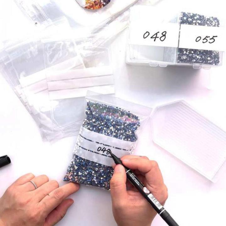 100ชิ้น-ล็อตพลาสติกใสกระเป๋าเก็บของสติกเกอร์เพชรสามารถเขียนได้เครื่องประดับทำจากลูกปัดอัญมณี5x7cm-ชุดซีลในตัวเองแบบเปิดปิดได้
