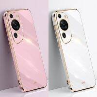 เคสมือถือชุบโลหะหรูหราสำหรับศิลปะ P60 Huawei TPU อ่อนนุ่มเงางามฝาหลังสี่เหลี่ยมกันกระแทก