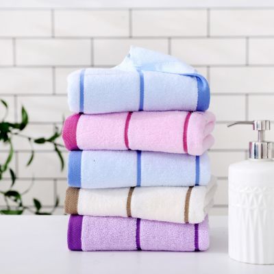 【jw】☜ﺴ๑  T150A Drop shipping New pink purple blue wedding gift Cotton plaid bath towel face
