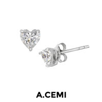 A.CEMI Sparkling Heart Stud Earring ต่างหูเงินแท้ ต่างหูสำหรับผิวแพ้ง่าย มีกล่องของขวัญ ของขวัญแฟน