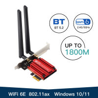 Wifi 6 E อะแดปเตอร์1800Mbps การ์ดเครือข่ายไร้สายบลูทูธ5.2 PCI Express Wi-Fi 2.4กรัม5กรัม6กิกะเฮิร์ตซ์สำหรับ Windows 1011คอมพิวเตอร์ตั้งโต๊ะ