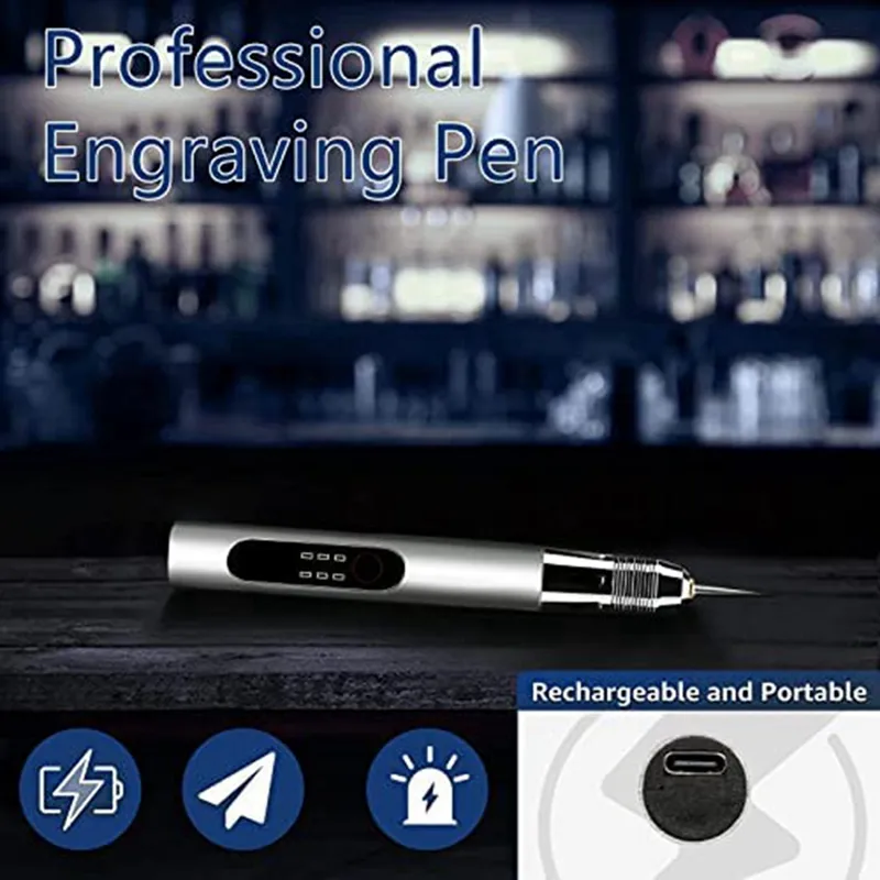 Electric Engraving Pen,USB Rechargeable Mini Grinding Pen Polishing Nail  Machines Cordless Engraving Tool, A 