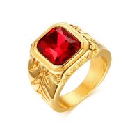 18K Gold Plated Luxury AAA Crystal Diamond Rings Mens Stainless Steel Ring